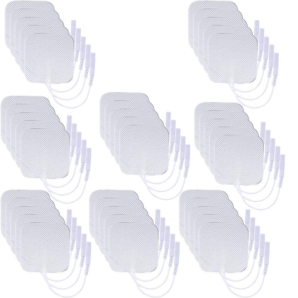 LSIKA-Z TENS Unit Pads 40 Pcs Wired Self-Adhesive Electrodes Premium Replacement Pads for TENS Units - 2x2 Inches (2x2-40Pcs)