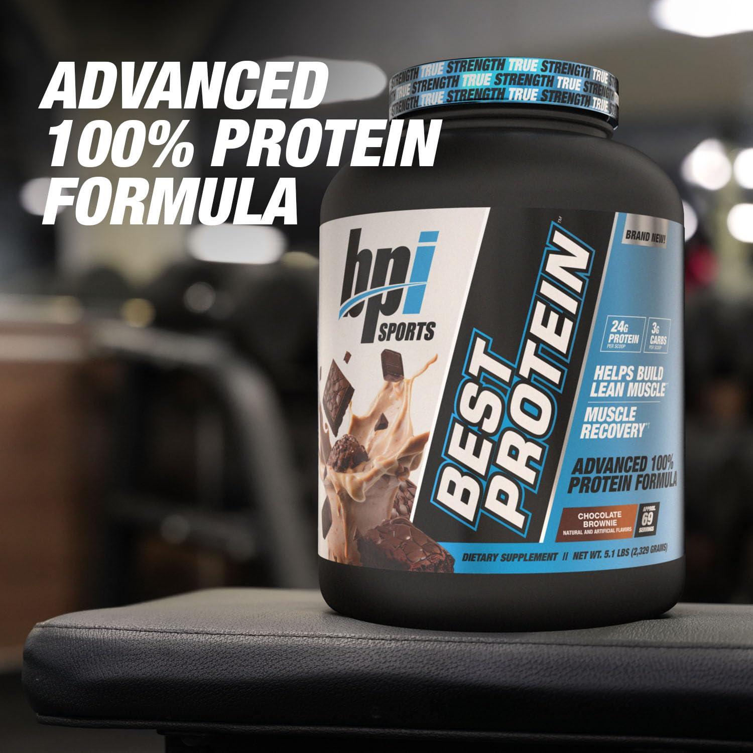 BPI Sports BPI Sports Best Protein  100% Whey Protein Blend  Muscle Growth, Recovery, Meal Replacement  No Maltodextrin, No Fillers  Gluten Free  for Men & Women  Chocolate Brownie  5.1 Pounds
