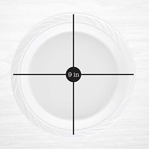 PLASTICPRO 100 Count Disposable 9 Inch White Plastic Dinner Plates large