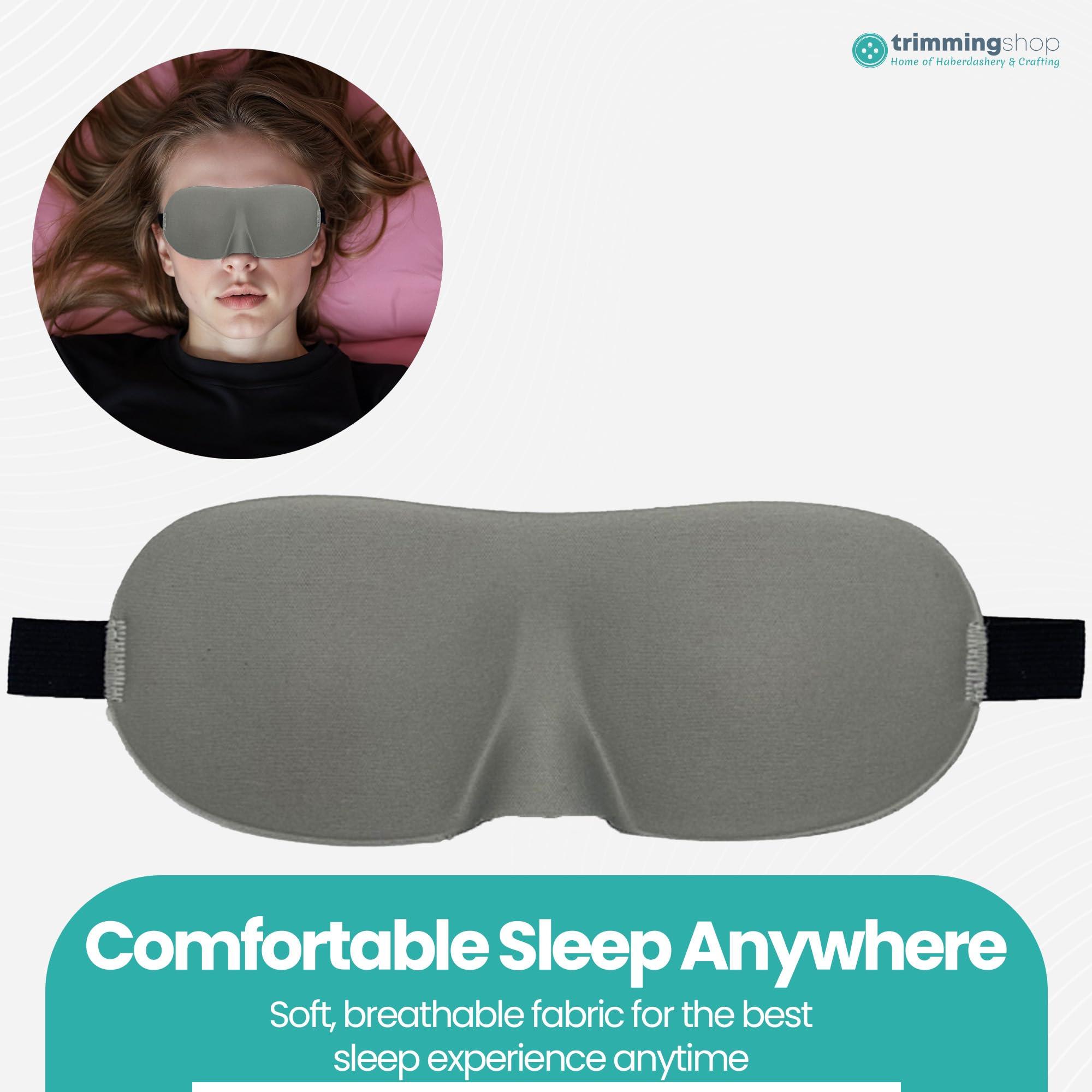 Trimming Shop 3D Contoured Eye Mask for Sleeping, Luxury Blindfold Sleep Mask with Adjustable Strap, Soft and Comfortable Night Eye Mask for Men Women, Light Blocking Eye Blinder for Travel Sleeping, Grey
