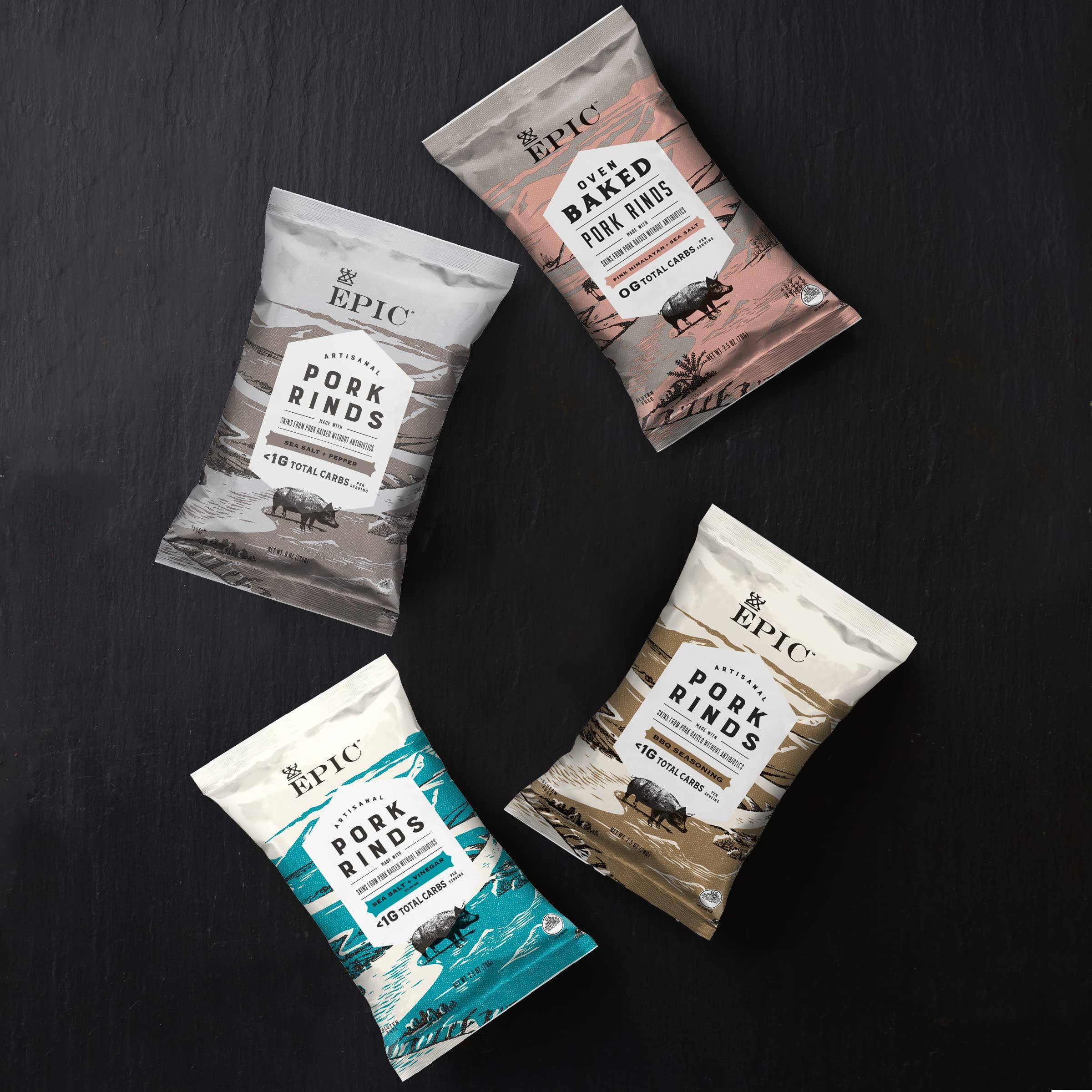 Epic EPIC Sea Salt + Vinegar Oven Baked Pork Rinds, Keto Friendly, 2.5 oz
