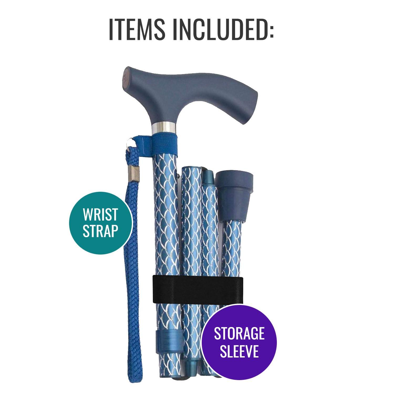Switch Sticks Switch Sticks Walking Cane for Men or Women, Foldable and Adjustable from 32-37 Inches, FSA and HSA Eligible, Engraved Azure