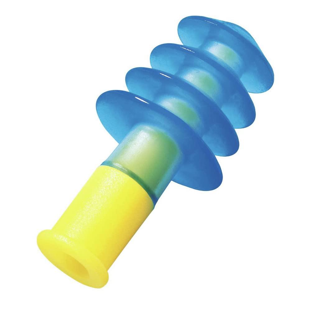 Howard Leight by Sperian Leight Multiple Use Fusion 4-Flange Blue And Yellow Thermal Plastic Urethane Corded Earplugs With Detachable Nylon Cord (1 Pair Per HearPack, 100 Pair Per Box) [Set of 100]