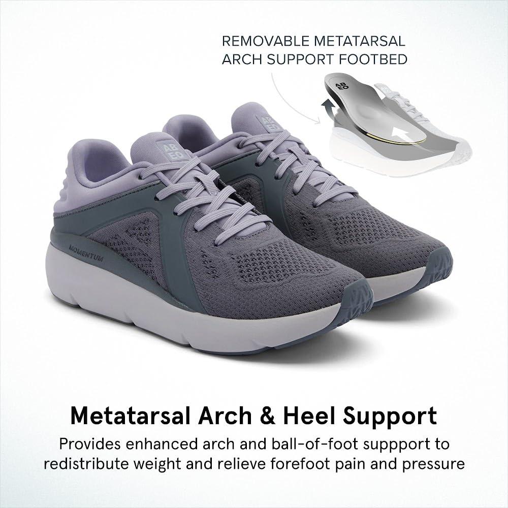 ABEO ABEO MXV Shift Womens Metatarsal Footbed Walking Shoes | Orthopedic Shoes for Women | Ball of Foot Pain Relief | Metatarsalgia Shoes Grey Lilac Knit 9 Medium