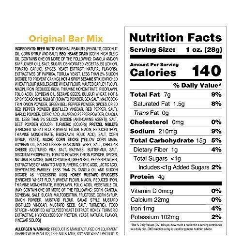 BEER NUTS BEER NUTS Original Bar Mix - Pretzels, Cheese Stix, Sesame Stix, Insane Grain - 26oz Resealable Jar (Pack of 2)