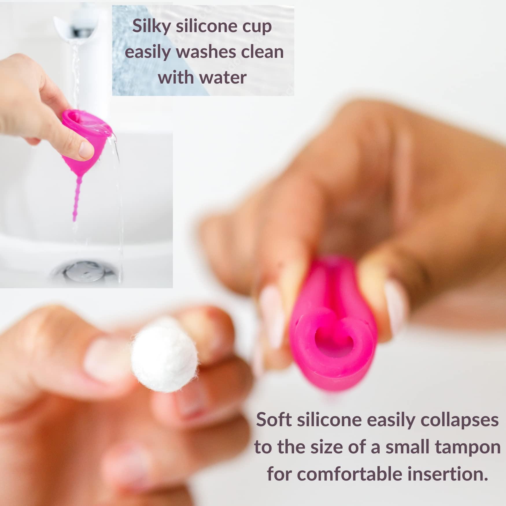 WEVOTOPIA Kind Cup | Menstrual Cups | Period Cup | Comfortable | Soft | Curved | Ergonomic | Easy to Use | Long Stem | High Cervix to Low Cervix | 100% Medical Grade Silicone Cup | USA (Small) (Aqua)