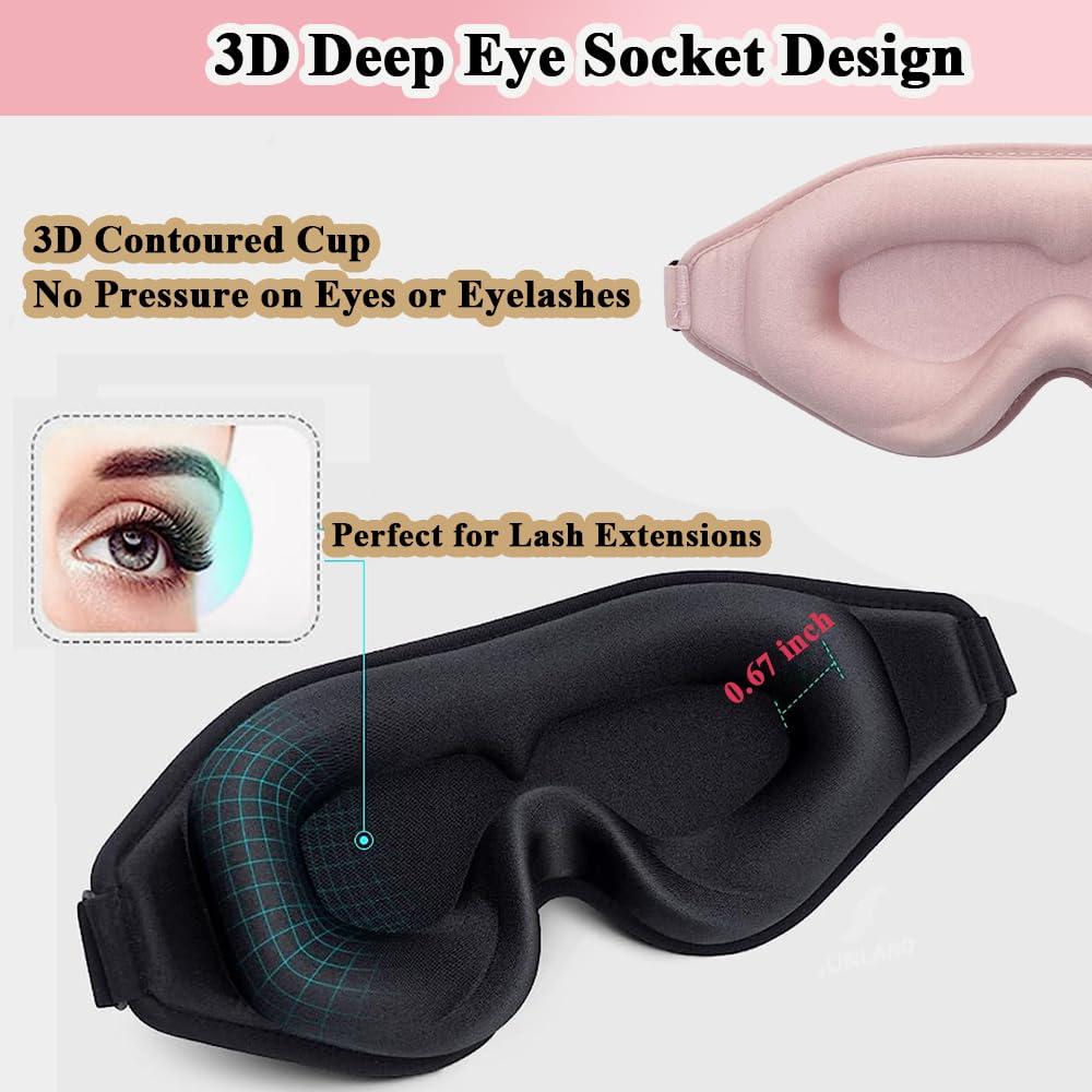 XUFAC 3D Eye Mask for Lash Extensions, Lash Sleeping Mask Eyelash Protector for Women, Light Blocking Deep Contoured Eye Covers for Sleeping with No Pressure Cup & Adjustable Strap for Sleep Yoga Travel