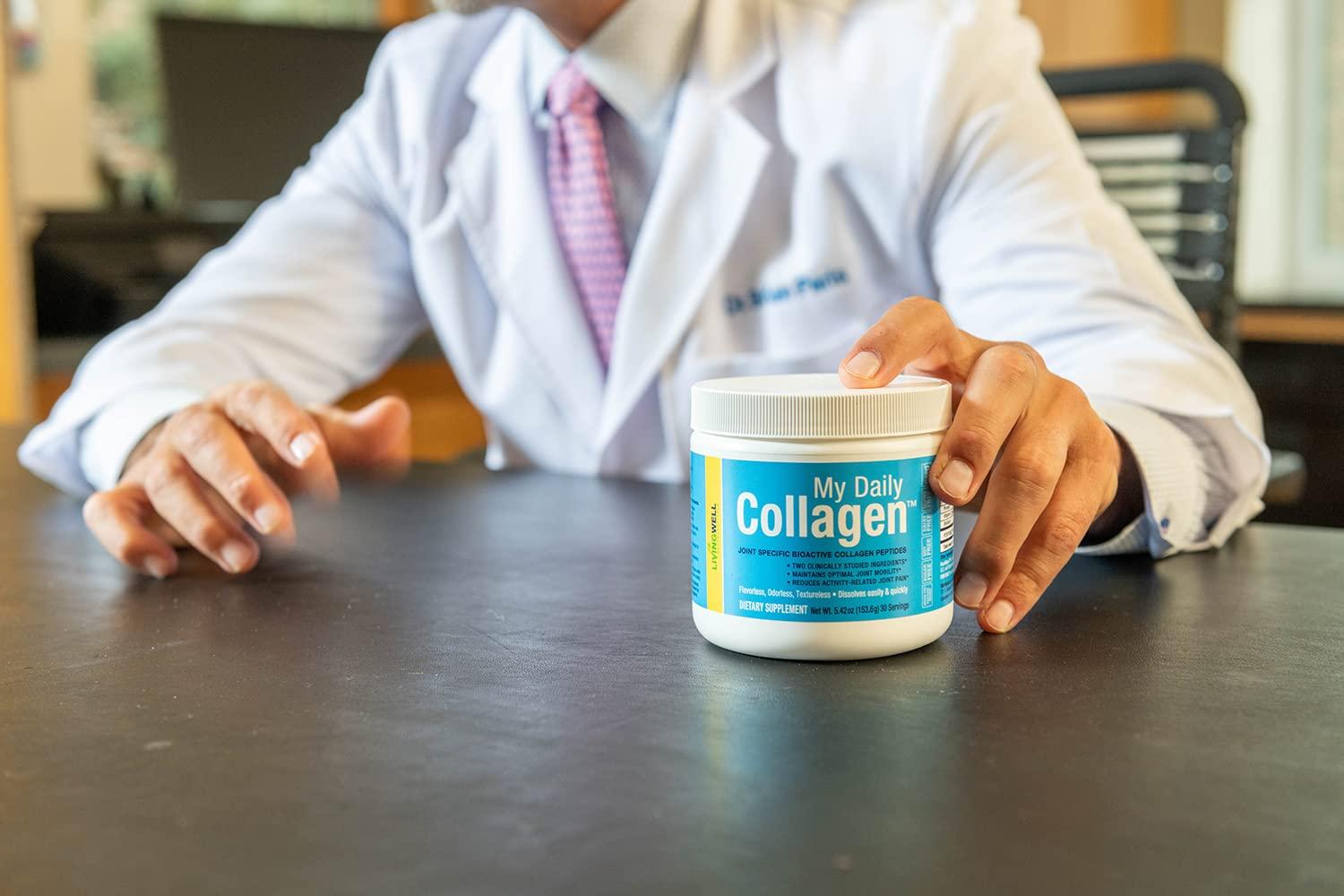 Living Well Nutraceuticals My Daily Collagen: Collagen Peptides Powder with Vitamin C for Joint Support - Perfect for Achy Knees Sore Hands and Knotted Shoulders