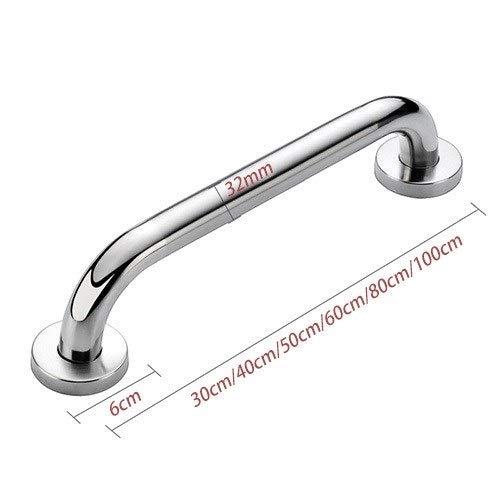 LSXIAO-Wall Art Stainless Steel Grab Rails, Bathroom Non-slip Handle, Old Man Handicapped Barrier-free Safety Handle, Bathroom Handle, Toilet Railing including Mounting Screws ( Color : Silver , Size : 60cm )