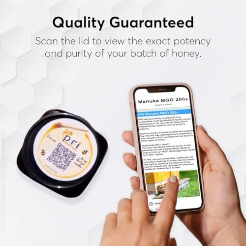 PRI PACIFIC RESOURCES INTERNATIONAL THE ESSENCE OF PRI Manuka Honey, Certified MGO 200+, Raw New Zealand Manuka Honey, 500g Jar