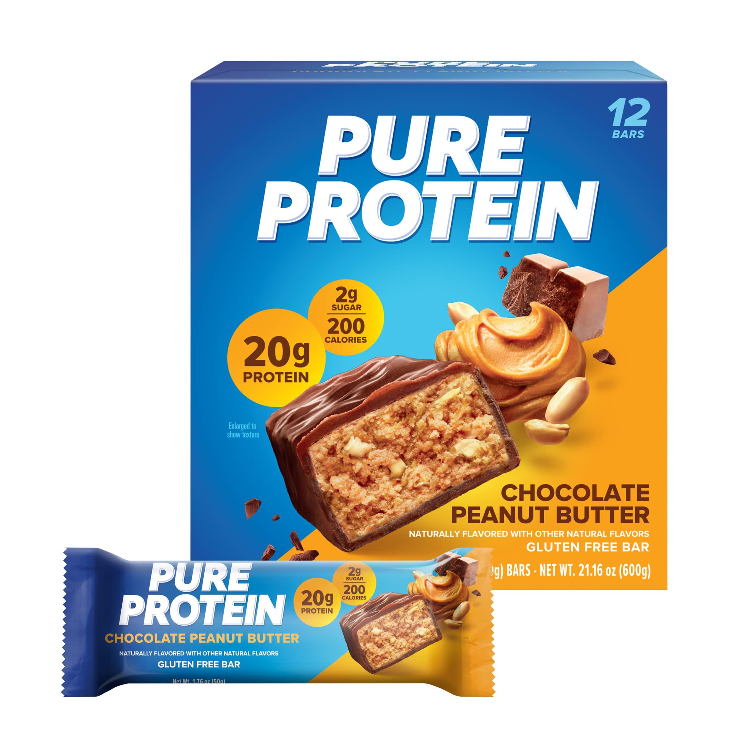 Pure Protein Pure Protein Whey Protein Powder 25g Protein 1.75lb + Protein Bars 20g Protein 12 Count Chocolate Peanut Butter