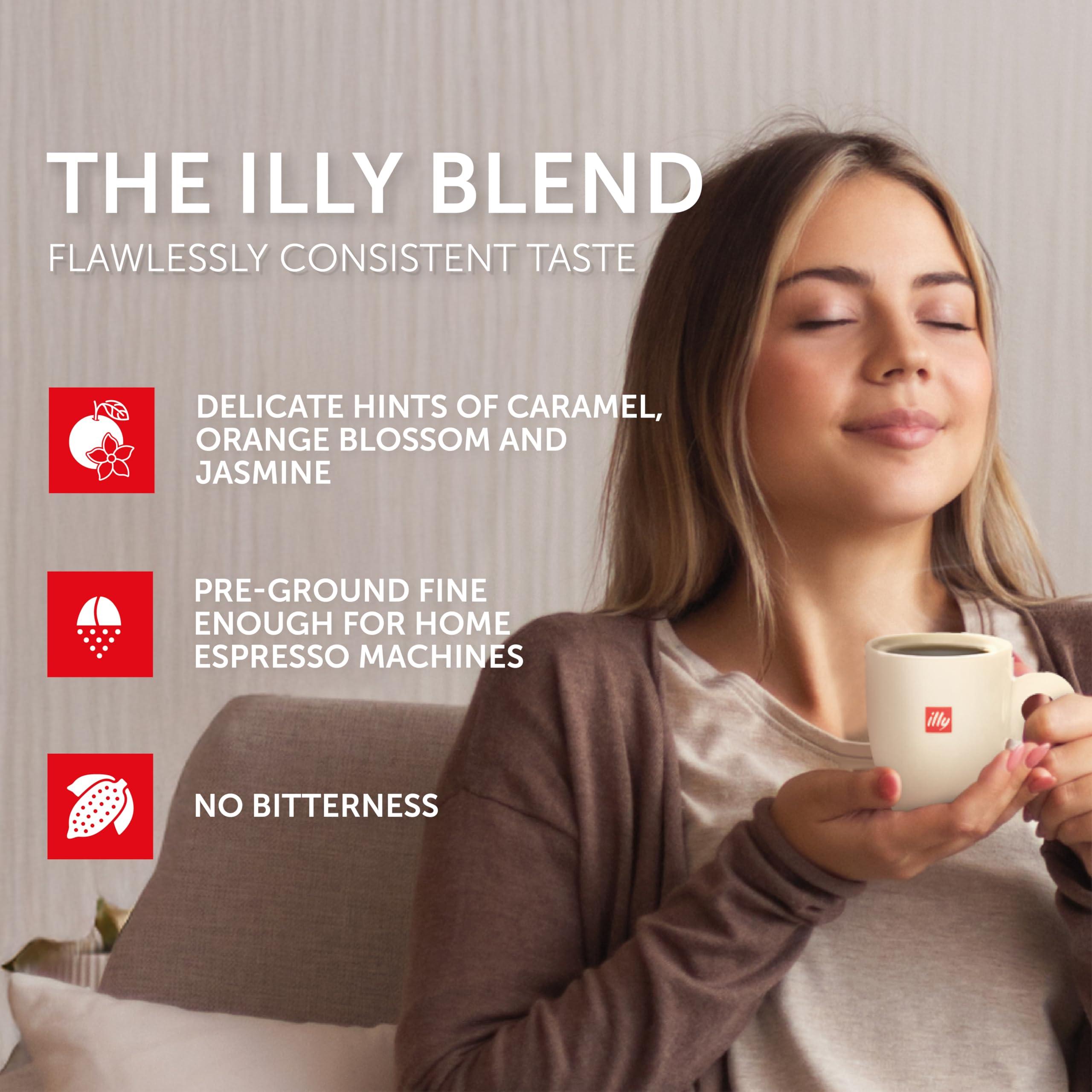 Illy illy Classico Espresso Ground Coffee - Medium Roast - Classic Roast with Notes of Chocolate & Caramel - 100% Arabica Coffee - 8.8 Oz Can (Pack of 12)