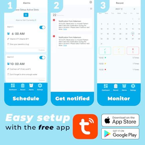 Adamson Adamson TimelyMed Smart Pill Dispenser Machine with Alarm + WIFI App Monitoring + NEW 2024 + 28 Day Medicine Dispenser + Automatic Pill Dispenser for Elderly with Alarm & Alzheimers Care + Lock Key