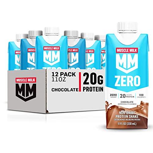 Muscle Milk Muscle Milk Zero Protein Shake, Chocolate, 11 Fl Oz Carton, 12 Pack, 20g Protein, Zero Sugar, 100 Calories, Calcium, Vitamins A, C & D, 4g Fiber, Energizing Snack, Workout Recovery, Packaging May Vary,11 Fl Oz (Pack of 12)