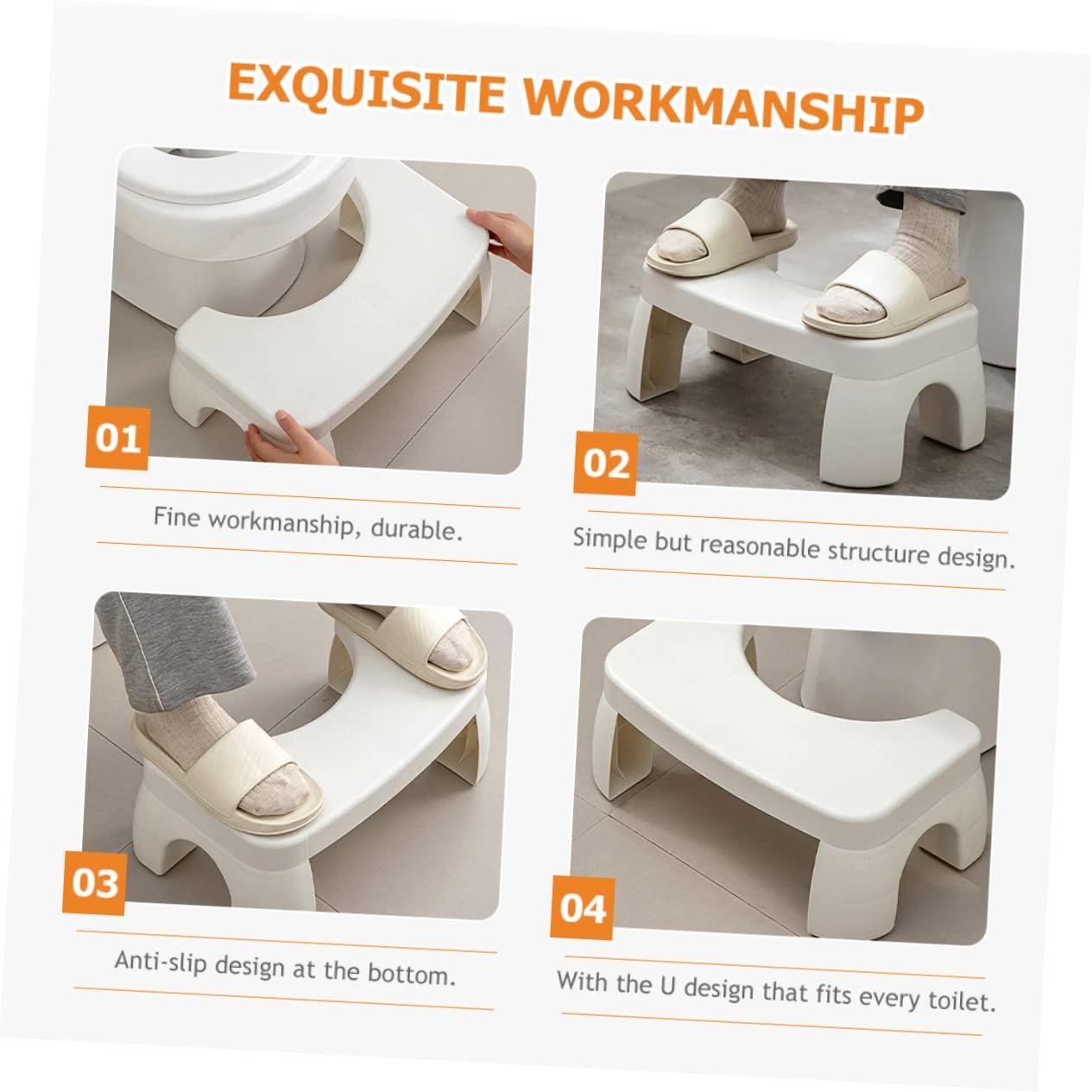 FRCOLOR FRCOLOR Thickened Toilet Stool Bathroom Toilet Stool Squat Adult Potty Stool Toilet Foot Stool for Adults Simple Sitting Stools Stool Poop Step Stool Household Footstool White Plastic
