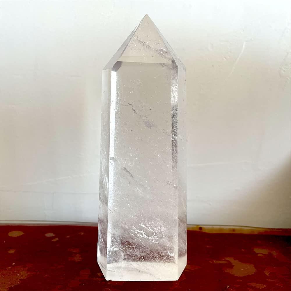 MDYSC Big Natural Crystal Large Clear Quartz Point Lemurian Seed Crystal Healing Obelisk Home Decor (5-6inch)