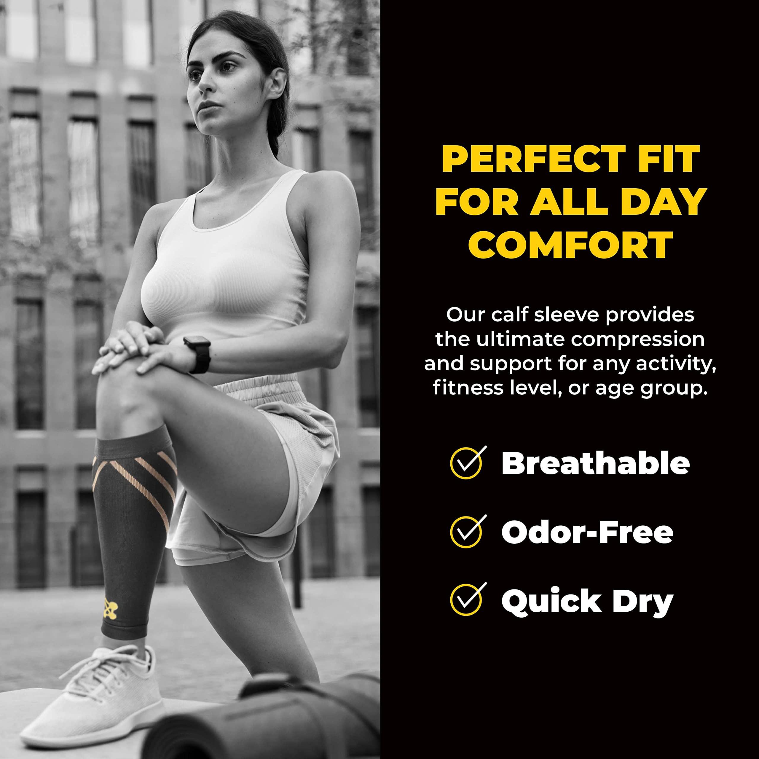 CopperJoint Calf Compression Sleeve for Men & Women Leg Compression Sleeve for Shin Splint Relief, Leg Cramps, Varicose Vein Compression Leg Sleeve, Calf Sleeves for Runners -Copper Infused Nylon 20-30mmHg Large