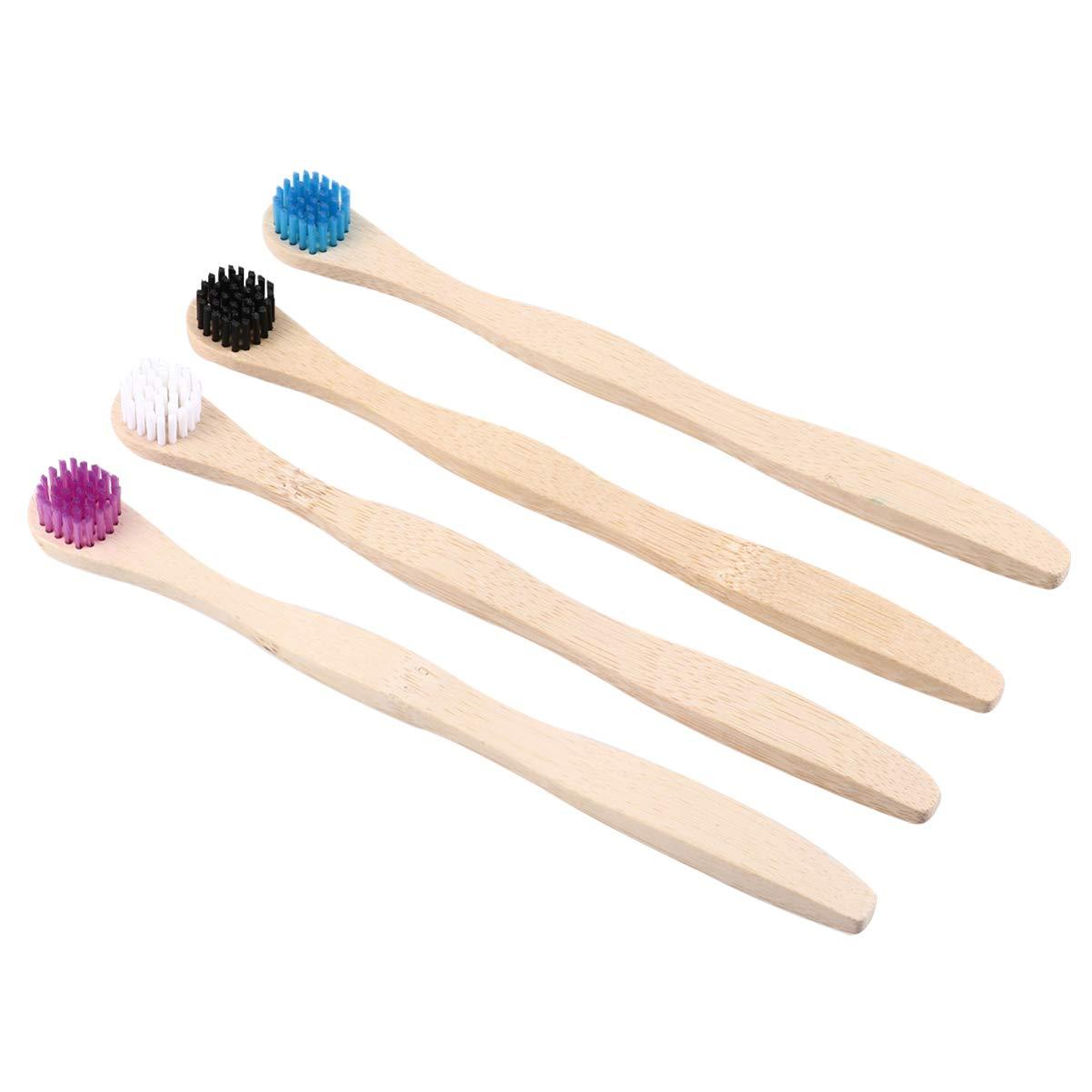 Milisten Tongue Brush Eliminate Bad Breath Scraper Bamboo Toothbrush for Oral Deeply Cleaning (White Blue Black Violet) Cleaner Tongue Cleaner