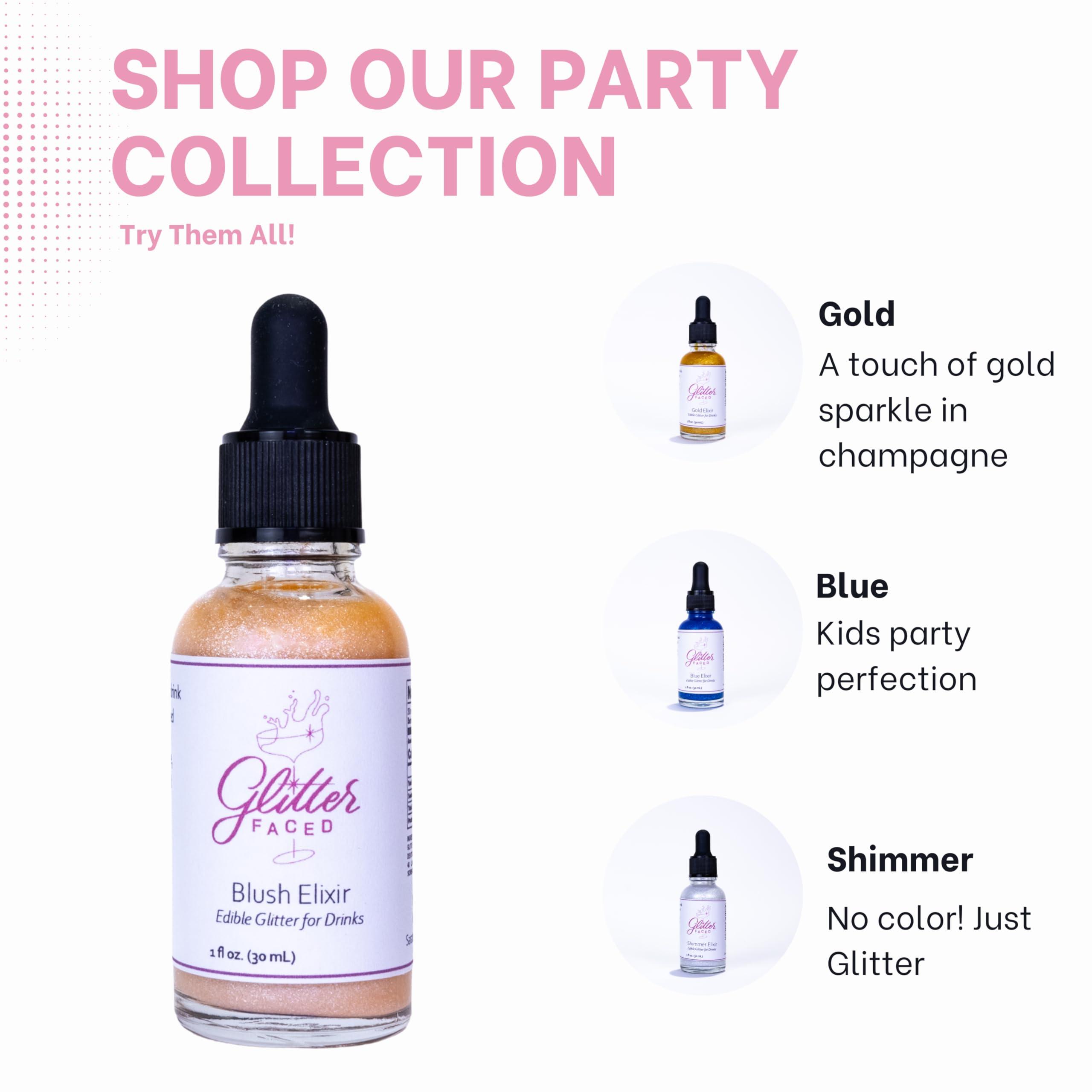 Glitter Faced Glitter Faced - Edible Glitter for Cocktails & Drinks - Mess-Free Glitter Drop, Food-Grade, 0 Cal, Sparkle Luster Dust, Drink Glitter for Enhanced Shine, Halloween or Christmas Party, 30ml (Blush)