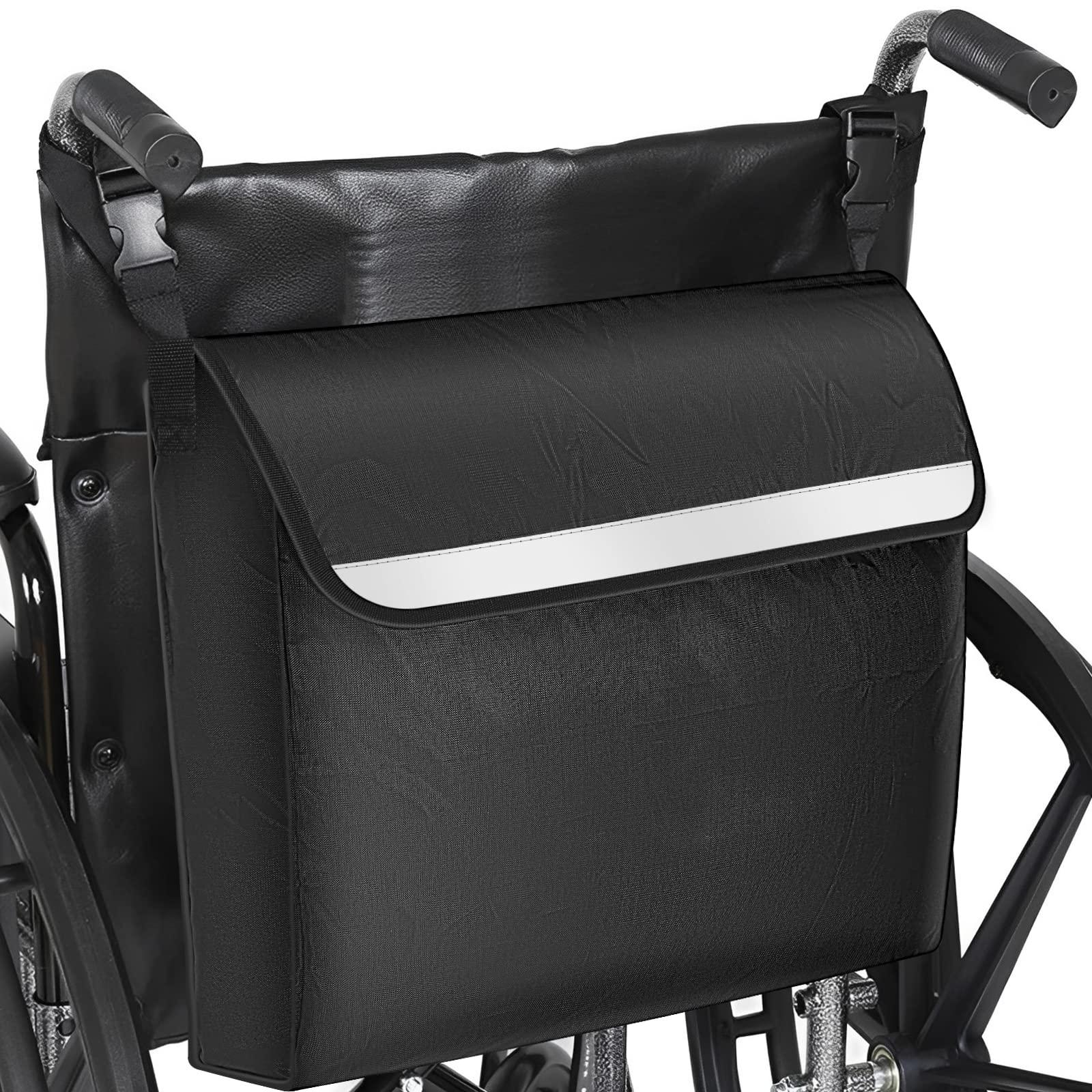 SHASUXTING SHAFUFU Wheelchair Bag Waterproof Wheelchair Pouch with Secure Reflective Strip Large Capacity Walker Storage Pouch Multifunctional Electric Wheel Chair Backpack Bag for Wheelchairs Walkers YF(Black)