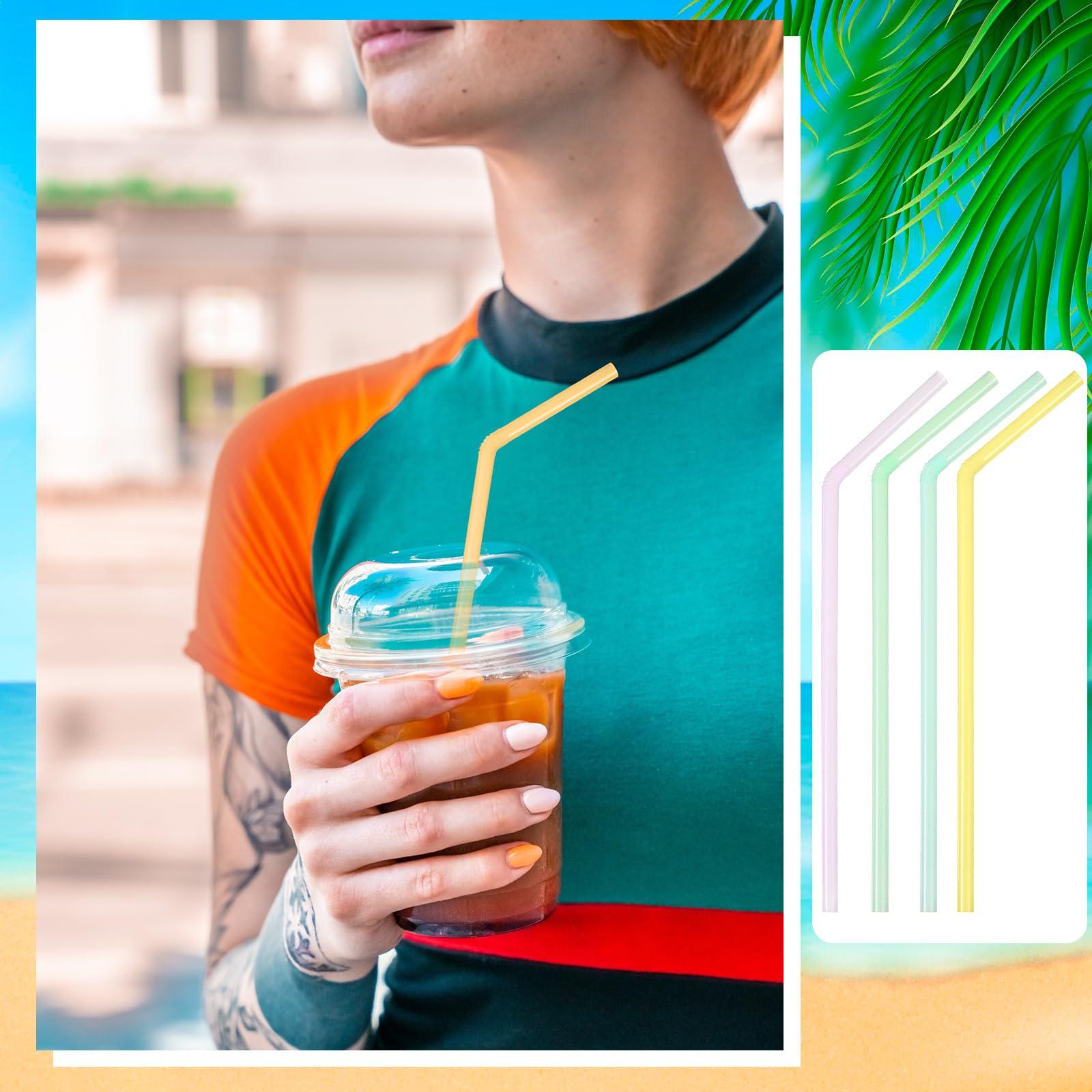 Patelai Patelai 15 Packs Plastic Straws Bulk Colorful Disposable Bendy Straws 7.87 Inch Long Flexible Drinking Straws for Party Decorations, 6 Macaron Colors