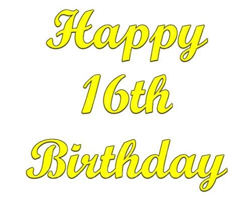Art of Eric Gunty 1/2 Sheet - Yellow Happy 16th Birthday - Edible Cake/Cupcake Party Topper - D22729