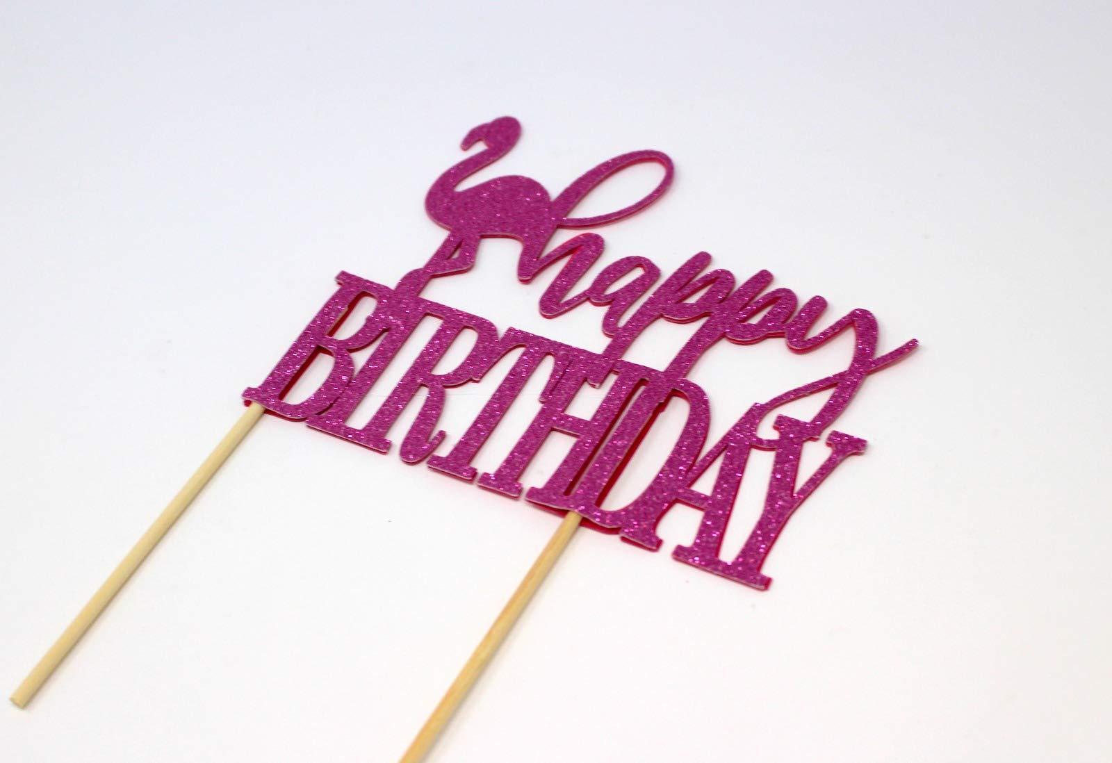 All About Details All About Details Flamingo Theme Happy Birthday Cake Topper, 1PC, Birthday Cake Topper, Birthday Photo Props, Summer Party, Photo Props (Pink)