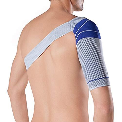 Bauerfeind Bauerfeind OmoTrain S Shoulder Support, Left 1, Titanium/Gray with Blue Accents
