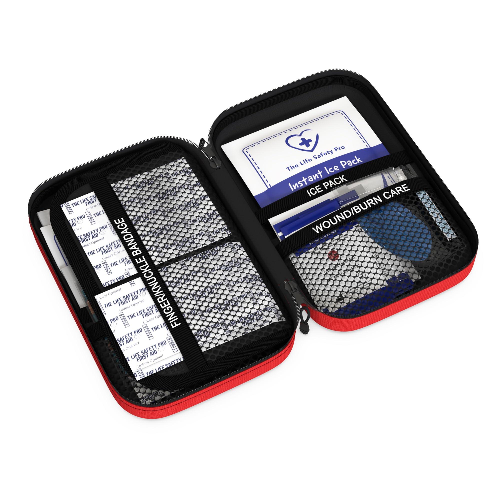 The Life Safety Pro Small, First Aid and CPR Kit for children, toddler, and kids. Large Variety of Bandages to fit your childs injuries. Perfect travel first aid kit, Diaper Bag, Backpack, Car, and More. Quick and Effect