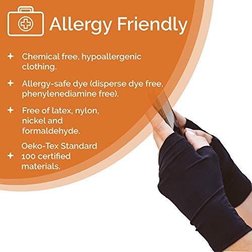 YoRo Naturals YoRo Naturals, RemedyWear Fingerless Moisturizing Gloves for Relief from Eczema and Inflammation with Tencel and Zinc Gloves for Adult(Black,L-XL)