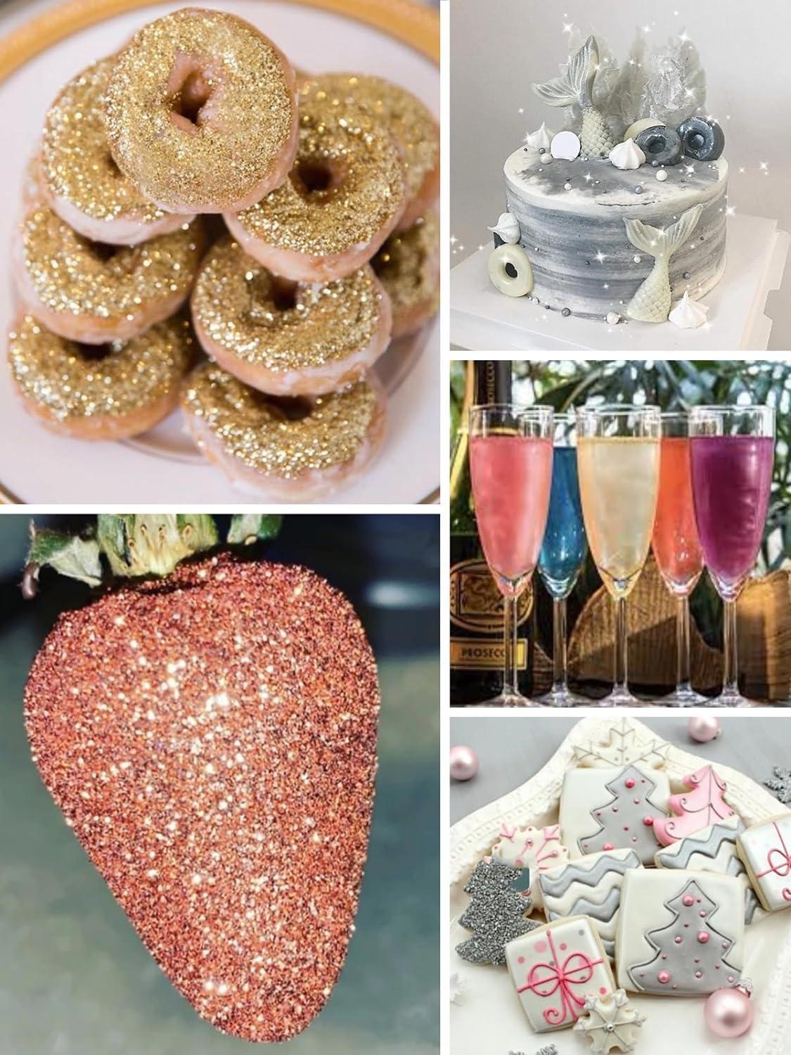 Shanlinly Shanlinly Silver Edible Glitter for Cakes Drinks - Food Grade 5g Shimmer Luster Glitter Dust Edible Glimmer Powders for Strawberries, Sprinkle on Sparkle, Chocolate, Cookie, Cupcake, Cocktail, Vegan