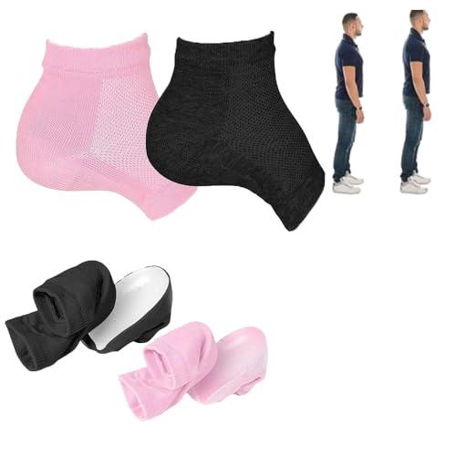 Lovejdrsiey Rizzboost Height Increase Insoles, Height Max Socks, Height Max Insoles 3 Inches,Half Height Increase Insoles, Invisible Shoe Lift Heel Pads,Foot Socks (3.5cm, Black+Pink)