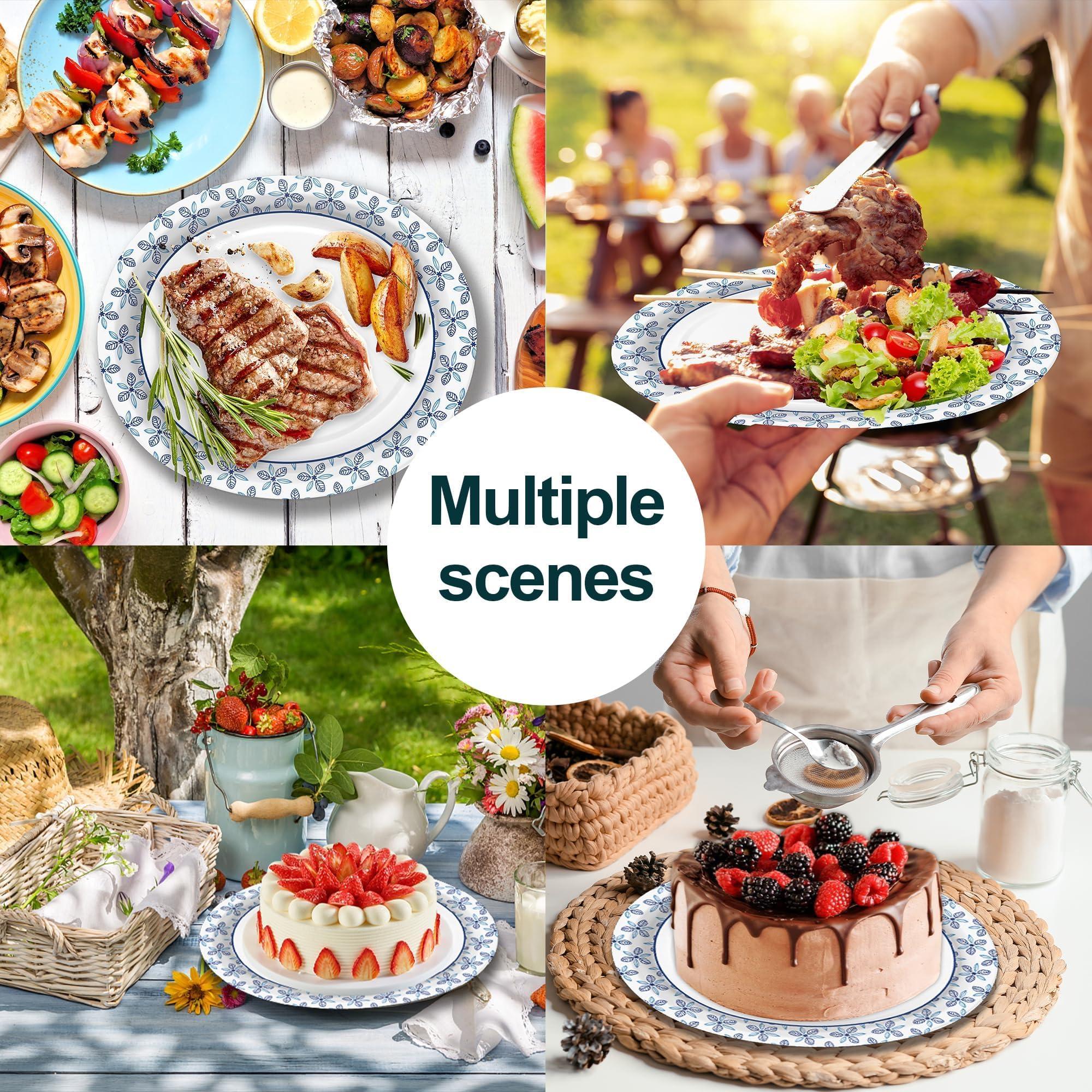 VEIZEDD VEIZEDD 50 Pcs Oval Paper Plates 12 x 10 in Large Disposable Dinner Platters Heavy Duty for Holidays,BBQs,Birthdays Party,Celebration