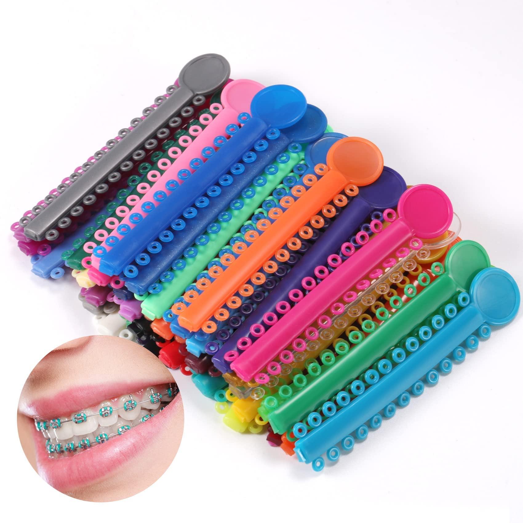 PROTECTOR Dental Orthodontic Ligature Ties Braces 1040 Pcs, Ortho Braces Color Bands Ligature Ties Elastomeric O-Rings for Braces (Multi color)
