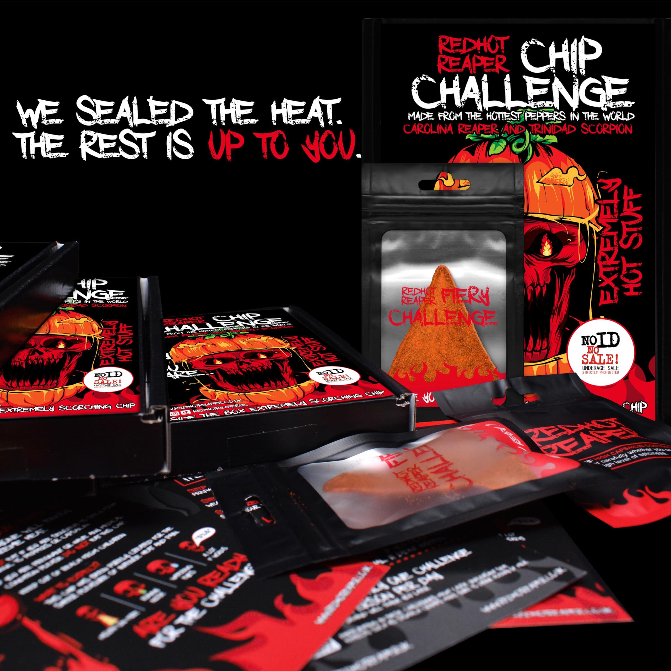 Red Hot Reaper Red Hot Reaper 1x Chip Challenge Hottest Chip Halloween Carolina Reaper Spicy Challenge - Stupidly Spicy Hot Chip
