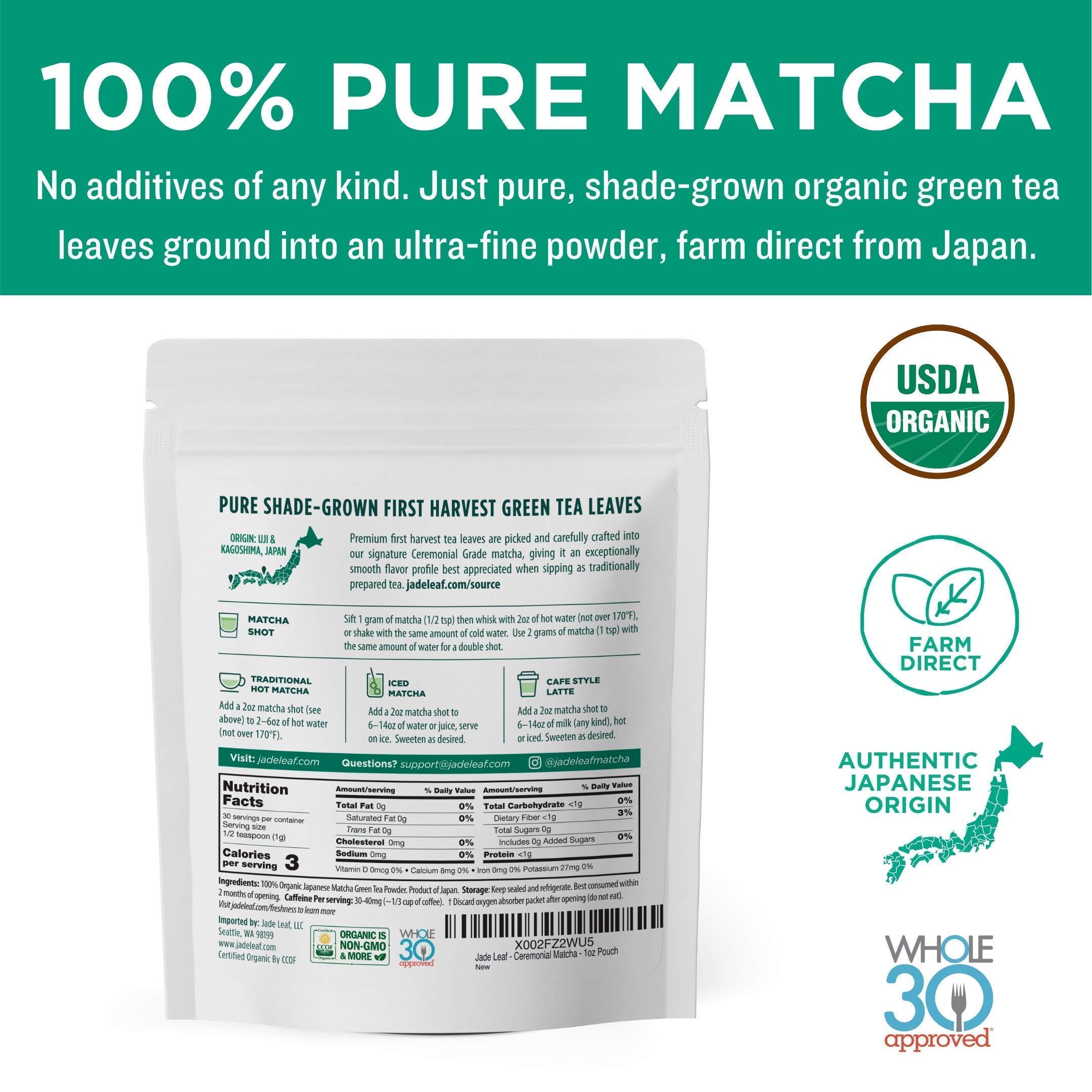 Jade Leaf Matcha Jade Leaf Culinary + Ceremonial Matcha Bundle - Organic Matcha Green Tea Powder Culinary Pouch (100g) and Ceremonial Pouch (30g)
