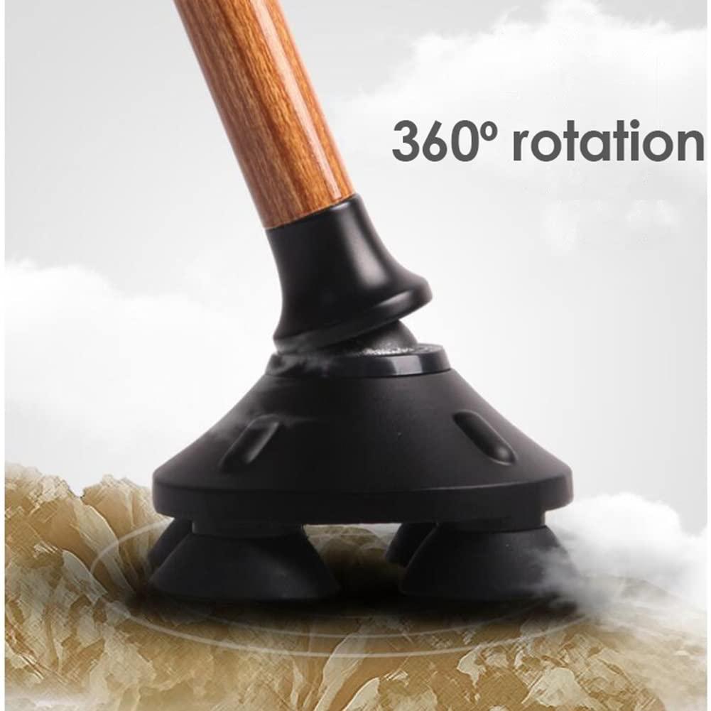 HEBEHO HEBEHO Quad Cane for Elderly, Adjustable Cane with LED Light, Aluminum Walking Cane for Men, Women, 360 Swivel Pivot Tip, Heavy Duty Walking Stick with Wrist Strap (Color : Brown)