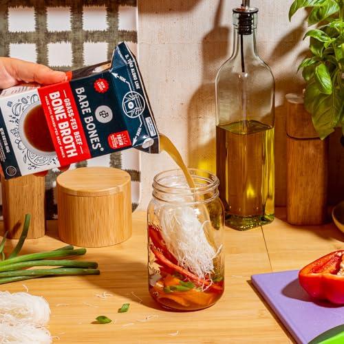 Bare Bones Bare Bones Grass-Fed Beef Bone Broth | Pour w/Pasture Raised Protein & Collagen for Cooking & Sipping | No Artificial Flavors Non-GMO Gluten & Dairy-Free Keto & Paleo Friendly | 16oz Carton | 8 Pack