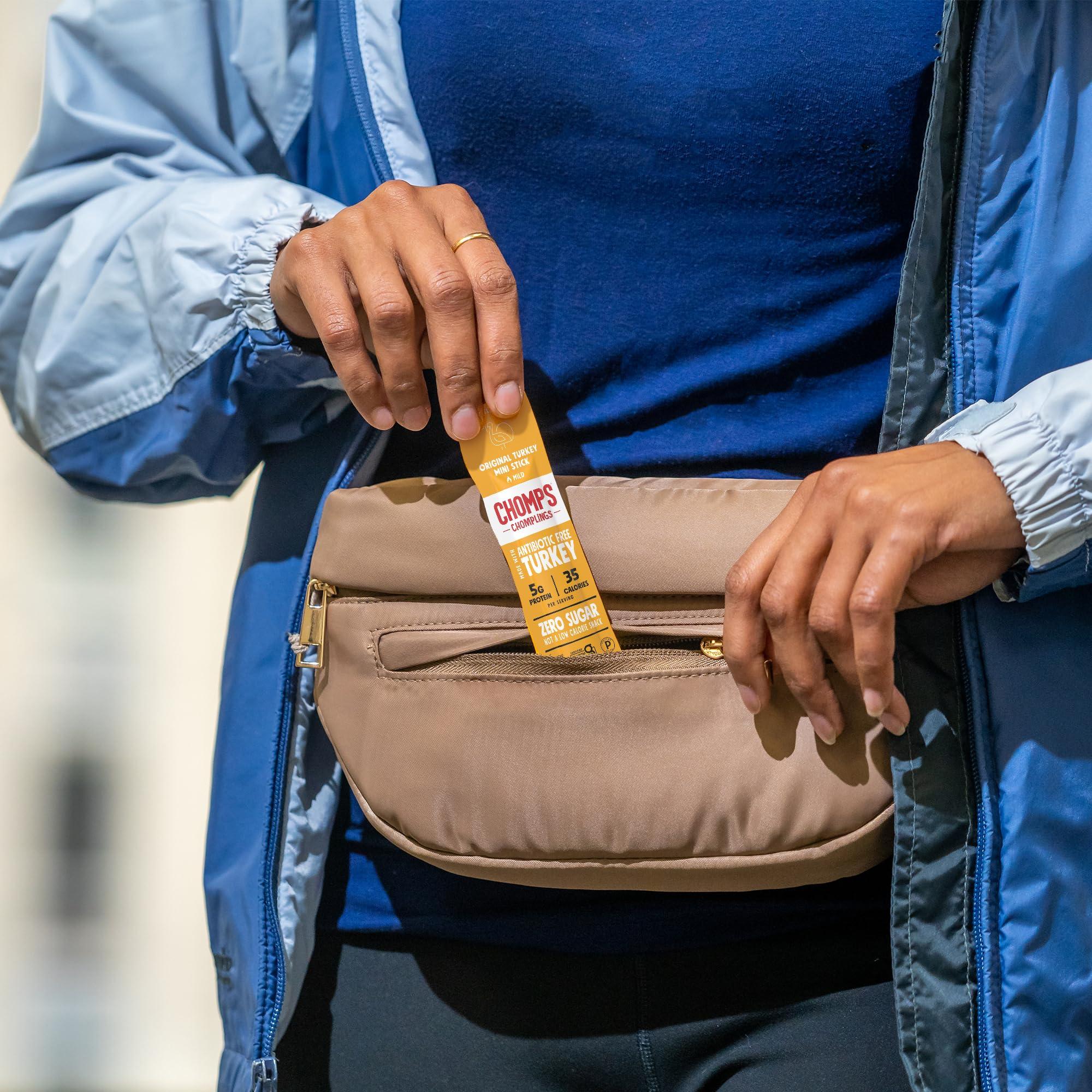 Chomps CHOMPS MINI Free Range Turkey Jerky Meat Snack Sticks, Original Turkey, 0.5 Ounce (Pack of 6)