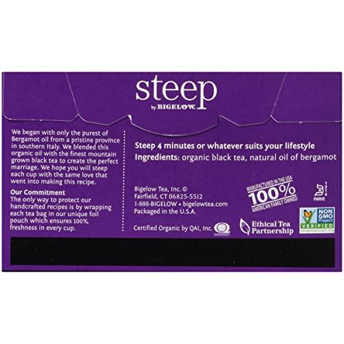 Bigelow steep by Bigelow Organic Earl Grey Black Tea, 20 Count (Pack of 6), 120 Total Tea Bags