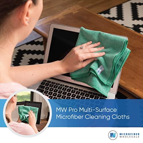 Microfiber Wholesale MW Pro Multi-Surface Microfiber Towel – 12 Pack | Premium Cleaning Cloth | Clean, Buff, Dust, Polish, Absorb | Large 16"x16" (Blue)