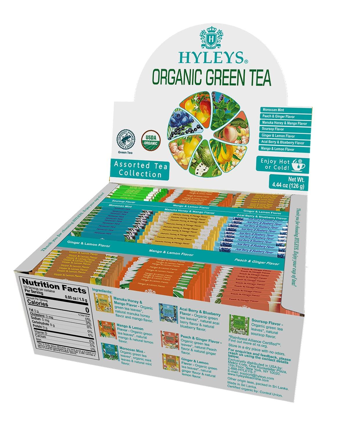 HYLEYS Tea Hyleys Organic Green Tea 7 Assorted Flavors - 84 Tea Bags