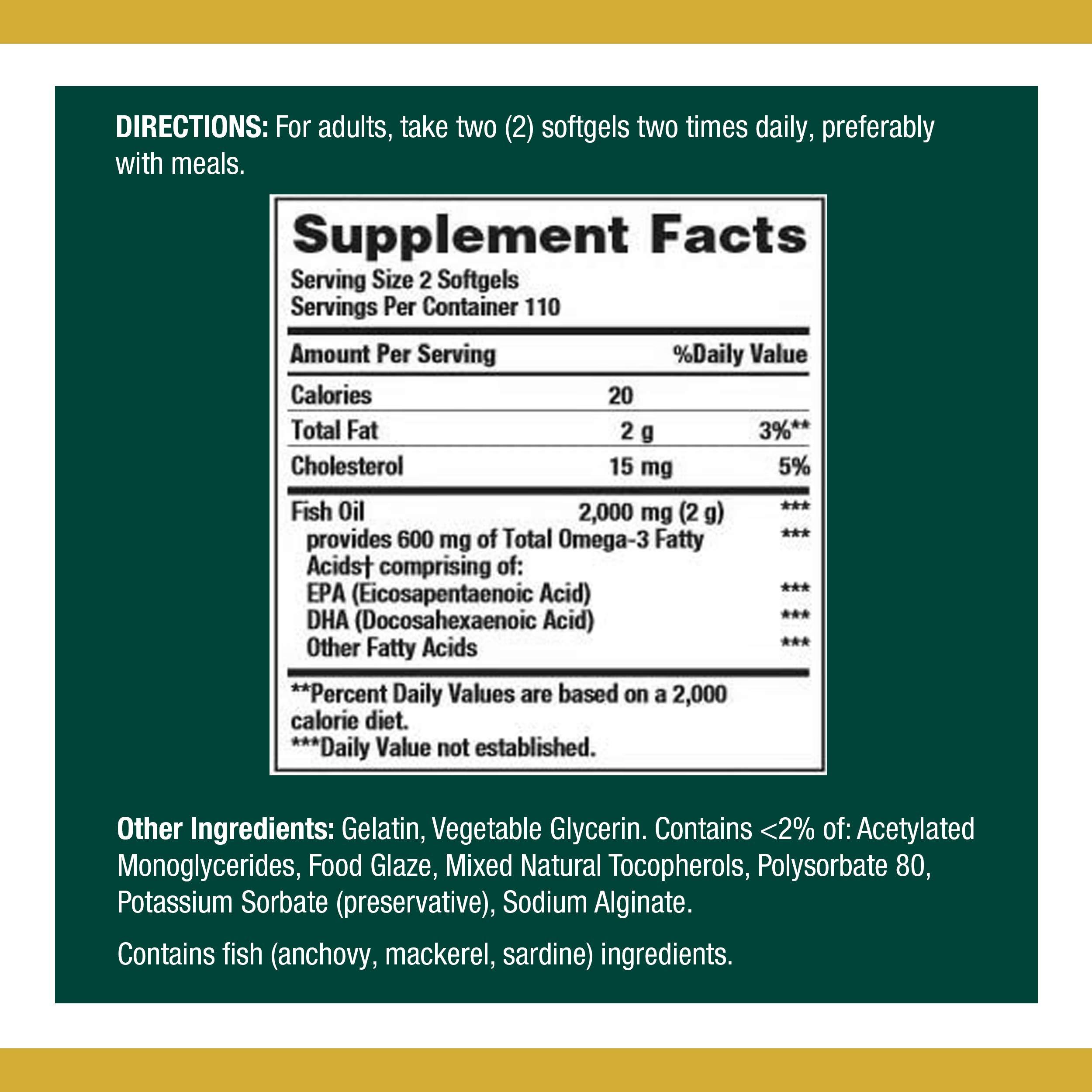 Nature's Bounty Nature's Bounty Fish Oil 1000 mg Coated Softgels, 220 Count