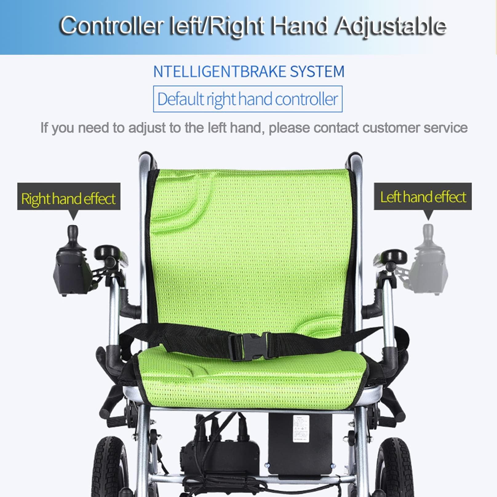 BiiKoon BiiKoon Lightweight Electric Wheelchair Motorized Power Wheelchairs Folding Power Drive Wheel Chair Elderly Disabled Transit Travel Chair for All Terrain (Color : Green)