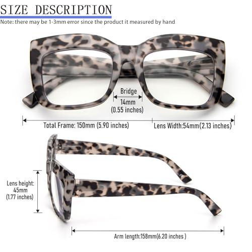 REAVEE REAVEE 3 Pack Oversized Reading Glasses for Women Thick Large Frame Blue Light Blocking Stylish Computer Readers Spring Hinge,Black Blue Grey 2.5