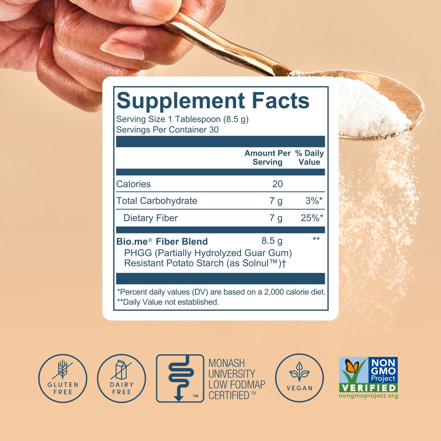 Bio.me Daily Prebiotic Fiber - Fiber Supplement Powder for Digestive Health & Gut Health - Fiber Powder Unflavored Prebiotics, Non-GMO Dietary Fiber, Gluten & Sugar Free Soluble Fiber Supplements-30 Servings