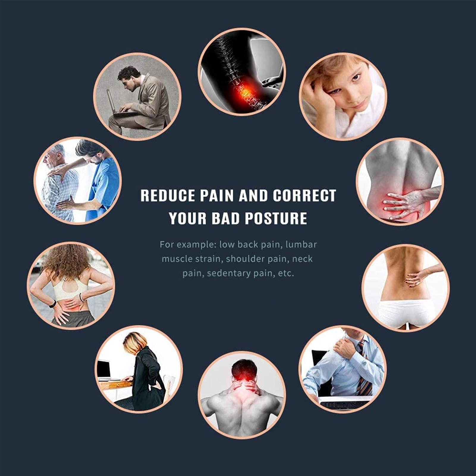 XMSM XS-5XL Full Back Brace Posture Corrector for Men Women&Teenagers,Adjustable Back Shoulder Lumbar Spine Support Belt Waist Trainer,Improve Poor Posture,Pain Relief (Color : Black, Size : Medium)