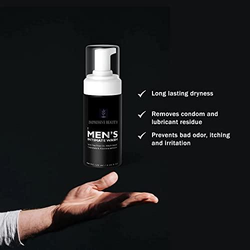 Impressive Smile Impressive Beauty Intimate Wash for Men Natural Organic with Tea Tree Oil | pH Balanced Foam Cleansing | Removes Sweat, Bad Odor, Itching, and Irritation | 4.05 fl. oz.