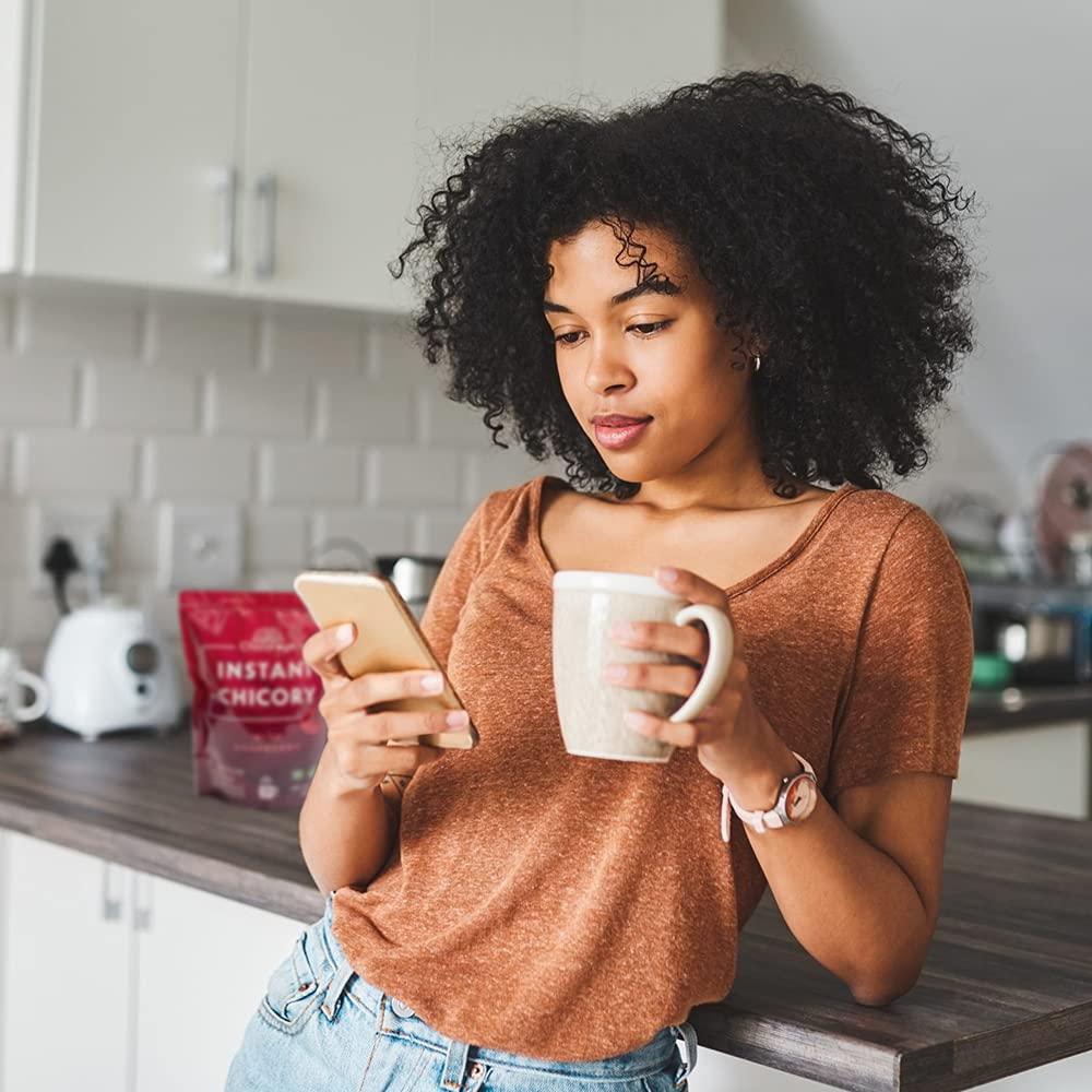 CHICORAYA CHICORAYA Instant Chicory Coffee - Best for Decaf and Diet - Keto & Vegan Beverage Blend - Coffeine-Free Cofee Substitute Alternative - Roasted Root Powder, No Sugar (Raspberry, 14.1 oz)