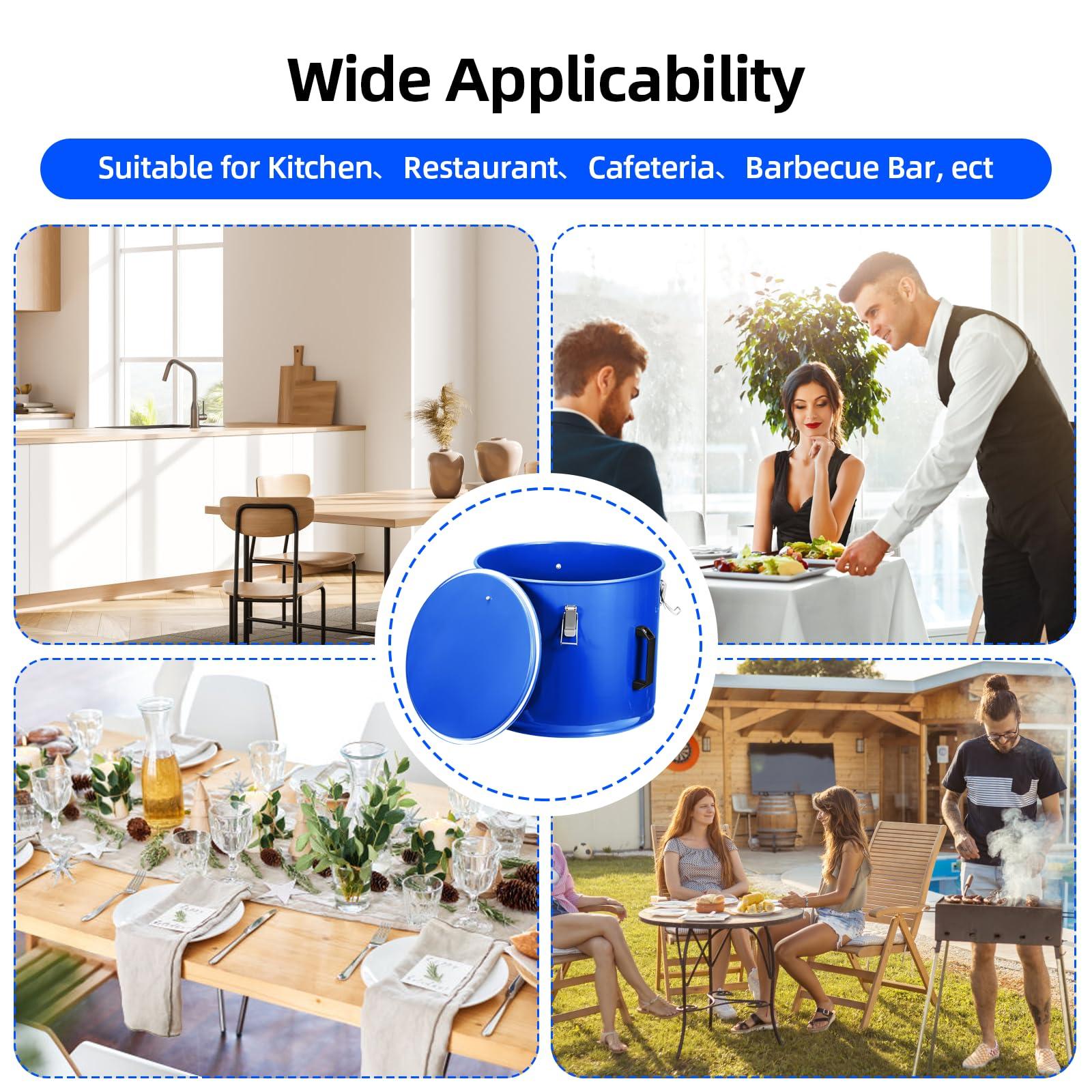 CuisinAid Fryer Grease Bucket 10 Gal, Oil Disposal Caddy, Steel Fryer Oil Transport Container with Rust-Proof Coating, Grease Can with Lid & Lock Clips & Filter Bag for Cooking Oil Filtering